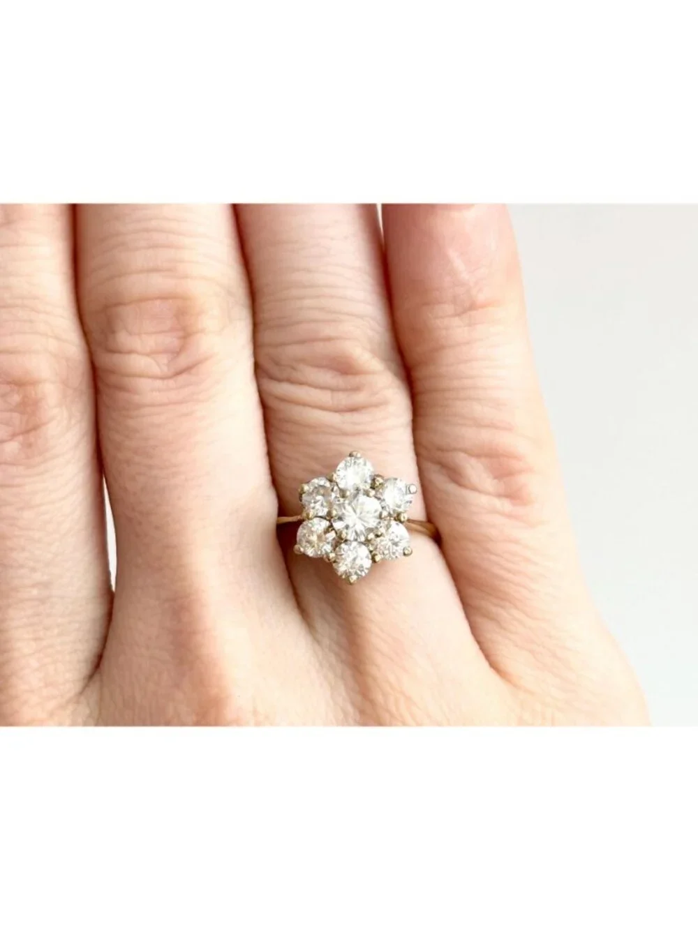 Gold Overlay Cubic Zirconia Vermeil Sterling Silver 925 Vintage Ring - sz 7